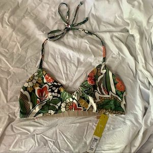 NWT High Waisted 70s Print Green Bikini
